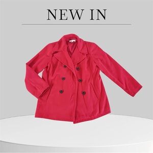 New York & Co Women's Red Double-Breasted Peacoat Jacket size large
